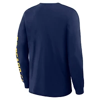 T-shirt à manches longues pour homme, bleu marine, Cal Bears, Quad Fuel The Fire