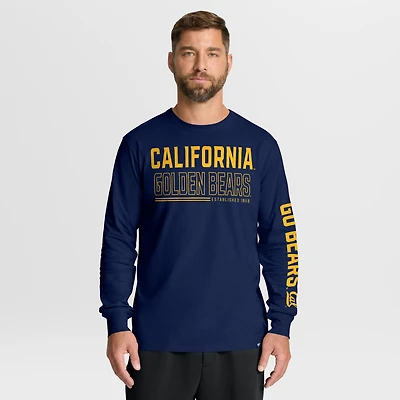 T-shirt à manches longues pour homme, bleu marine, Cal Bears, Quad Fuel The Fire