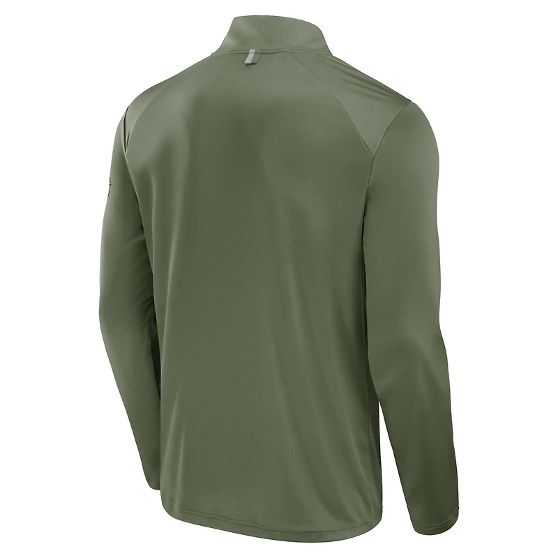 Men's Fanatics Olive Cal Bears OHT Military Appreciation Defender Quarter-Zip Jacket