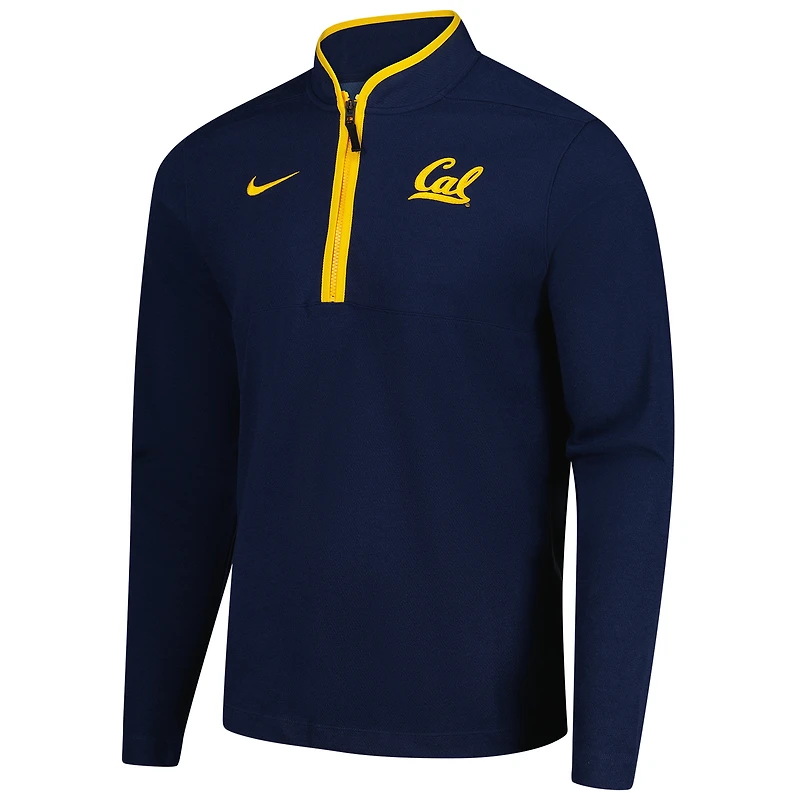 Haut Nike bleu marine à fermeture éclair quart de tour pour homme, entraîneur basket-ball Courtside Victory Performance, Cal Bears