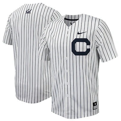 Maillot de baseball réplique à boutons complets Nike Cal Bears Pinstripe pour homme, blanc/bleu marine