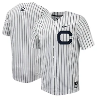 Maillot de baseball réplique à boutons complets Nike Cal Bears Pinstripe pour homme, blanc/bleu marine