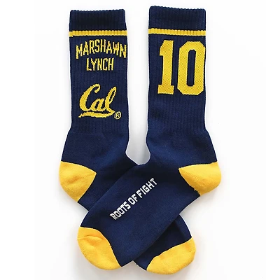 Chaussettes ras du cou Roots of Fight Marshawn Lynch Navy Cal Bears avec nom et numéro pour homme