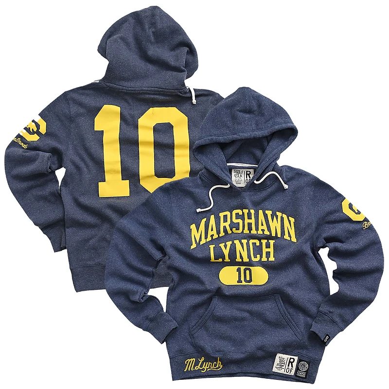 Men's Roots of Fight Marshawn Lynch Navy Cal Bears Name & Number Tri-Blend Pullover Hoodie