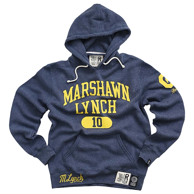 Men's Roots of Fight Marshawn Lynch Navy Cal Bears Name & Number Tri-Blend Pullover Hoodie