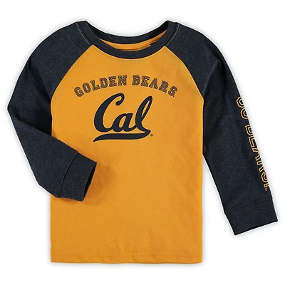 T-shirt raglan à manches longues Colosseum Heathered Gold Cal Bears pour tout-petit