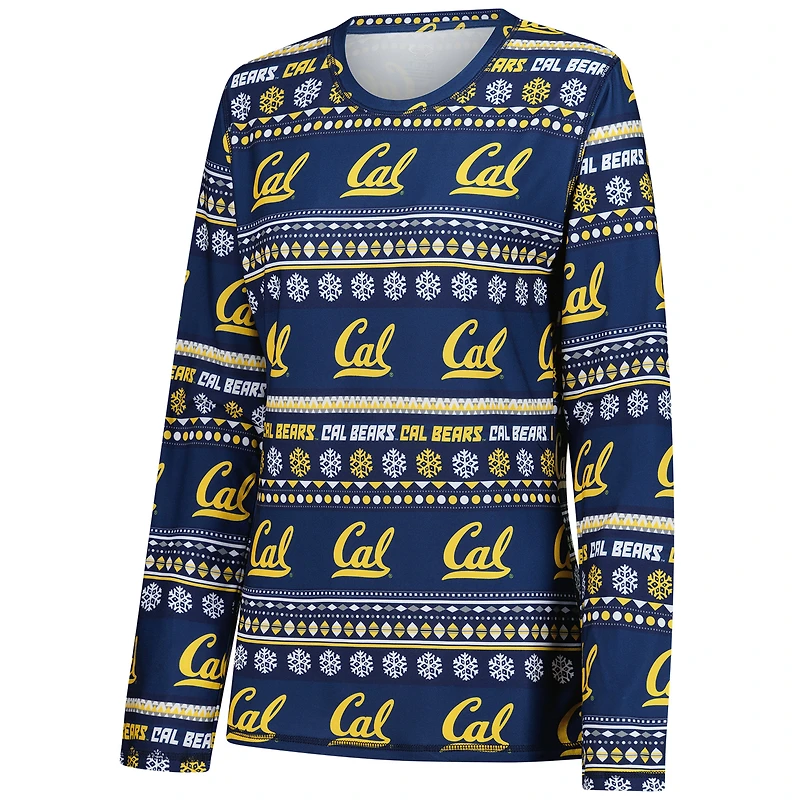 Ensemble de nuit pour femme Concepts Sport Navy Cal Bears Ugly Sweater Holiday, haut à manches longues et pantalon