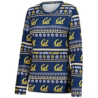 Ensemble de nuit pour femme Concepts Sport Navy Cal Bears Ugly Sweater Holiday, haut à manches longues et pantalon