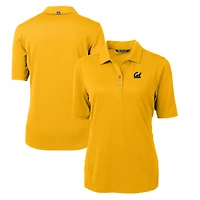 Women's Cutter & Buck Gold Cal Bears Virtue Eco Pique Recycled Polo