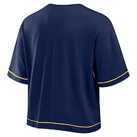 T-shirt court à col en V pour femmes Fanatics Navy Cal Bears Home Team Bold Fashion Modeste
