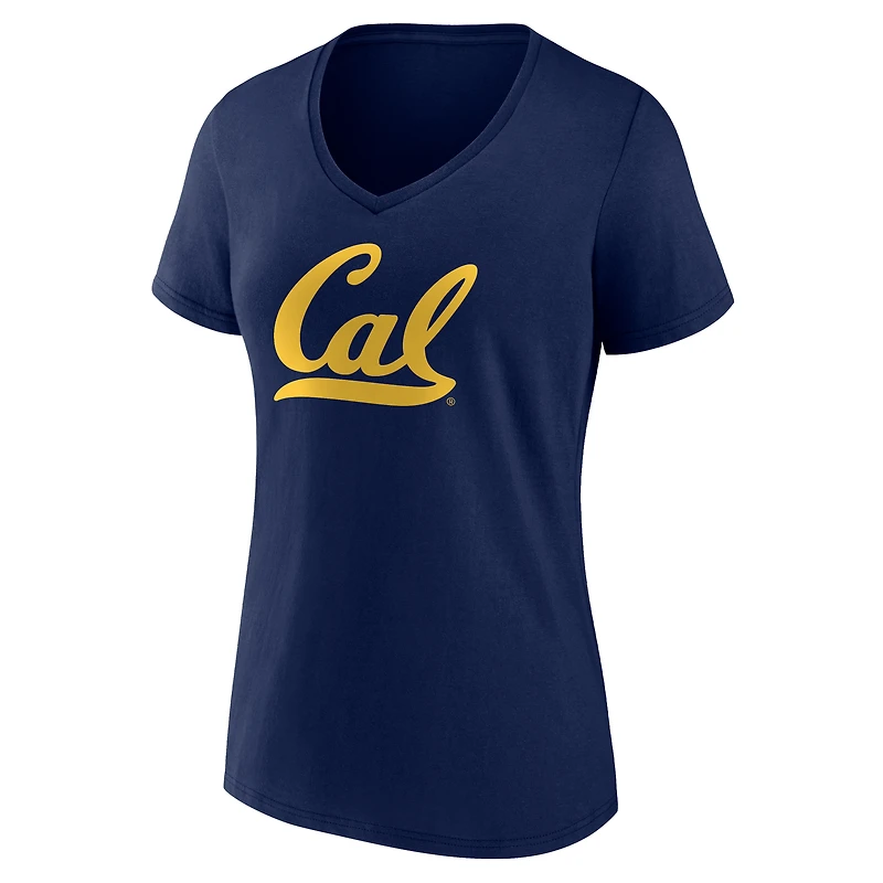 T-shirt col en V avec logo principal des Cal Bears pour femmes Fanatics Navy