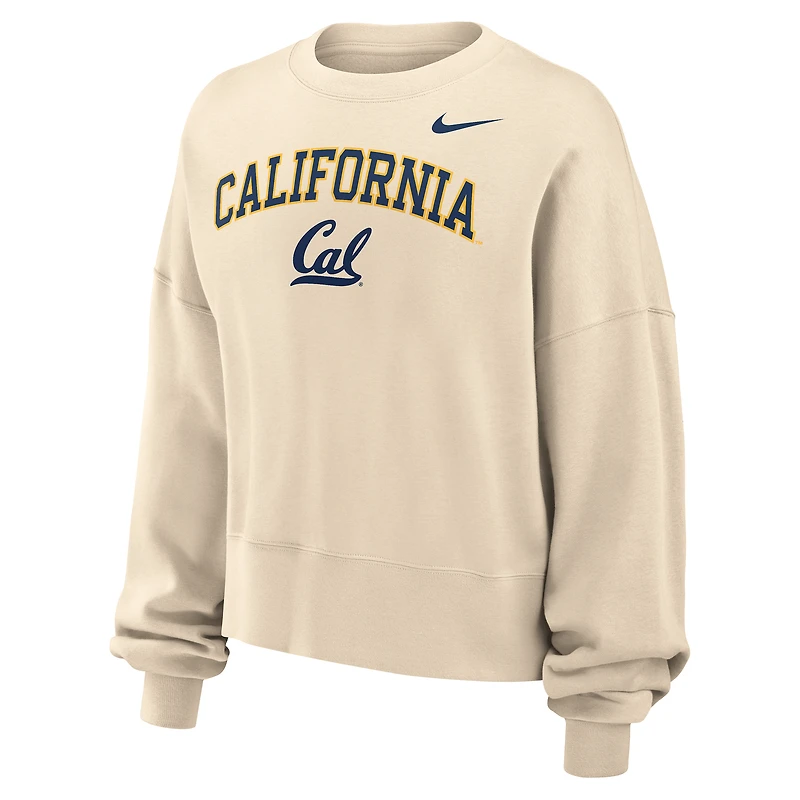 Women's Nike Natural Cal Bears Phoenix Fleece Oversized Cropped Sweatshirt