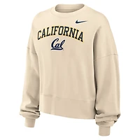 Women's Nike Natural Cal Bears Phoenix Fleece Oversized Cropped Sweatshirt