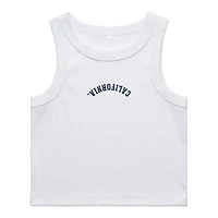 Women's Uscape Apparel White Cal Bears Upside Down Embroidery Ribbed Cropped Tank Top