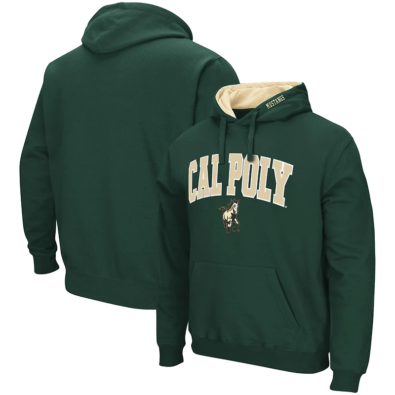Men's Colosseum Green Cal Poly Mustangs Arch & Logo 3.0 Pullover Hoodie