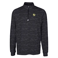 Men's Cutter & Buck Black Cal Poly Mustangs Big Tall Traverse Camo Print Stretch Quarter-Zip Pullover Top