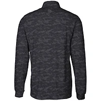 Men's Cutter & Buck Black Cal Poly Mustangs Big Tall Traverse Camo Print Stretch Quarter-Zip Pullover Top