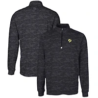 Men's Cutter & Buck Black Cal Poly Mustangs Big Tall Traverse Camo Print Stretch Quarter-Zip Pullover Top