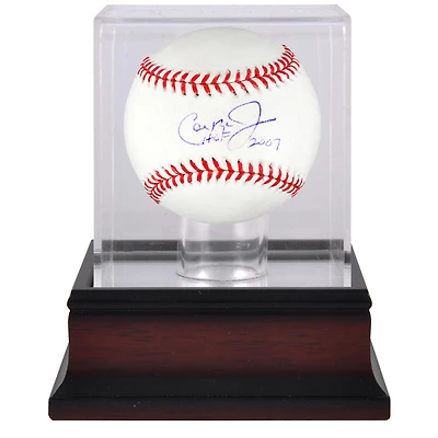Cal Ripken Jr Baltimore Orioles Autographed Baseball with "HOF 2007" Inscription and Mahogany Baseball Display Case