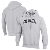 Sweat à capuche Champion pour homme, gris chiné, Cal State L.A. Golden Eagles, en polaire Reverse Weave.