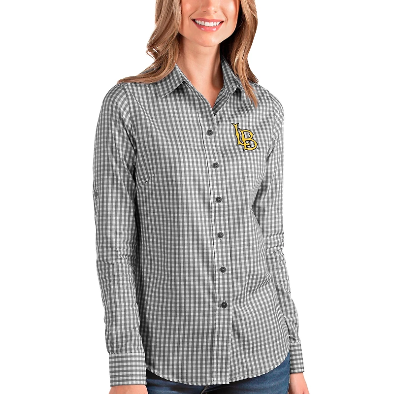 Women's Antigua Black/White Cal State Long Beach The Structure Button-Up Shirt