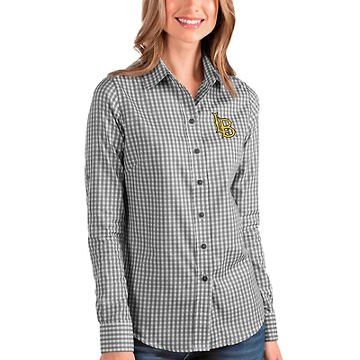 Women's Antigua Black/White Cal State Long Beach The Structure Button-Up Shirt