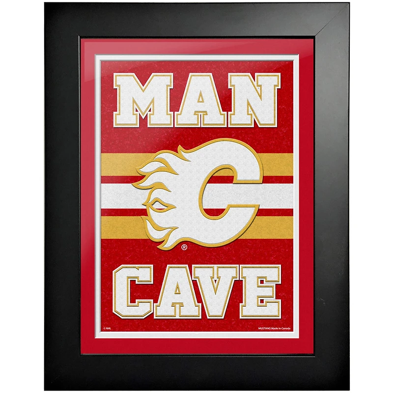 Flames de Calgary - uvre d'art encadrée de 12'' x 16'' Man Cave