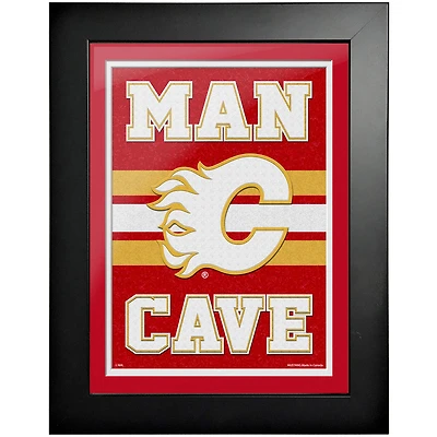 Flames de Calgary - uvre d'art encadrée de 12'' x 16'' Man Cave