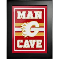 Flames de Calgary - uvre d'art encadrée de 12'' x 16'' Man Cave