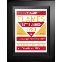 uvre d'art encadrée à deux tons de l'équipe des Flames de Calgary 12'' x 16''