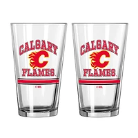 Flames de Calgary 16oz. Verre à pinte, paquet de deux