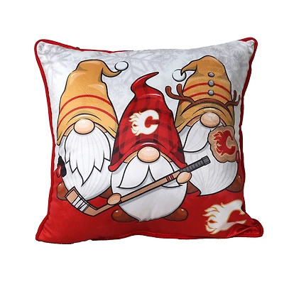 Coussin décoratif gnome des Flames de Calgary 18" x 18"