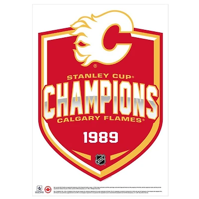 Calgary Flames 1989 Stanley Cup Champions - 16'' x 22'' Repositionable Shield Decal