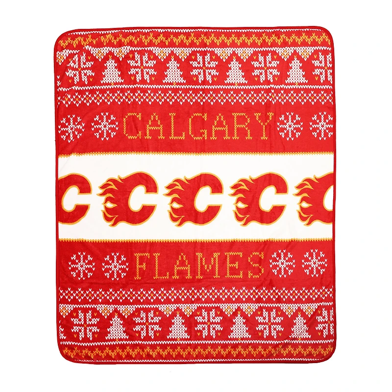 Calgary Flames 2-Pack 50" x 60" Holiday Throw Blanket and Cushion Set