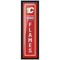 Flames de Calgary 6 '' x 22 '' Équipe établie encadrée - Oeuvre