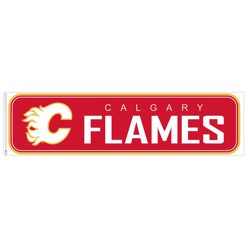 Mur repositionnable 90'' x 23'' des Flames de Calgary - Décalcomanie