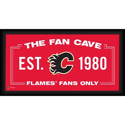 Collage encadré des Flames de Calgary (25 x 50 cm) pour fan cave