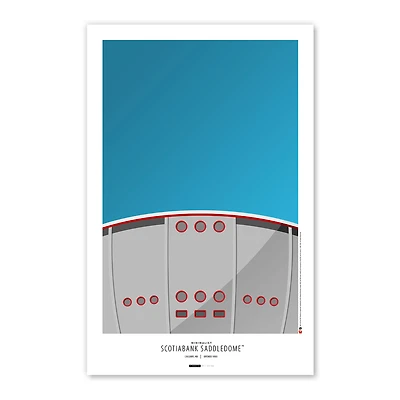 Calgary Flames Scotiabank Saddledome 11'' x 17 '' Minimalist Stadium Poster Impression artistique