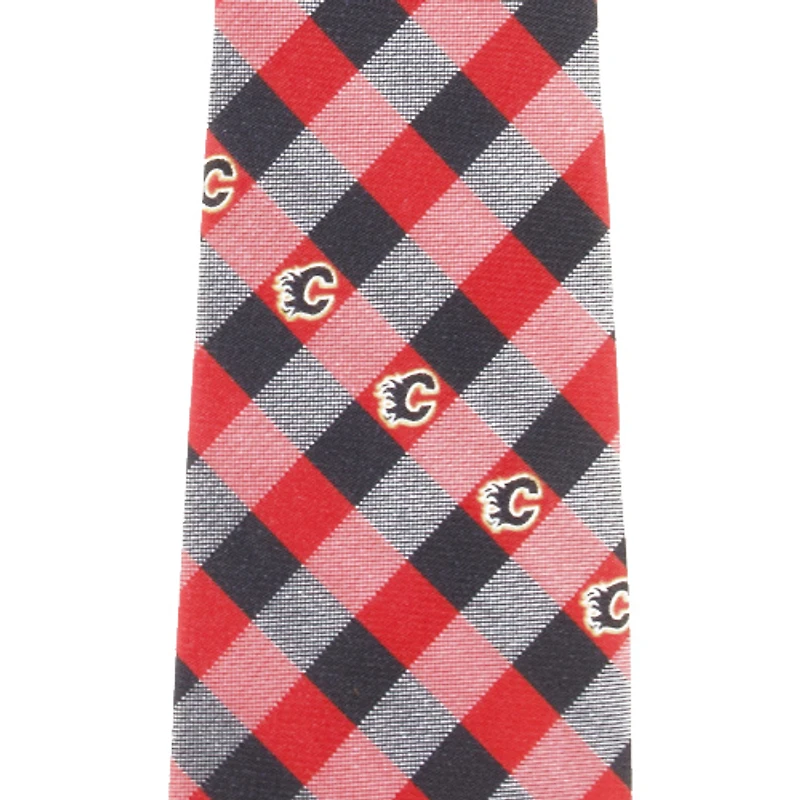 Calgary Flames Woven Poly Check Tie