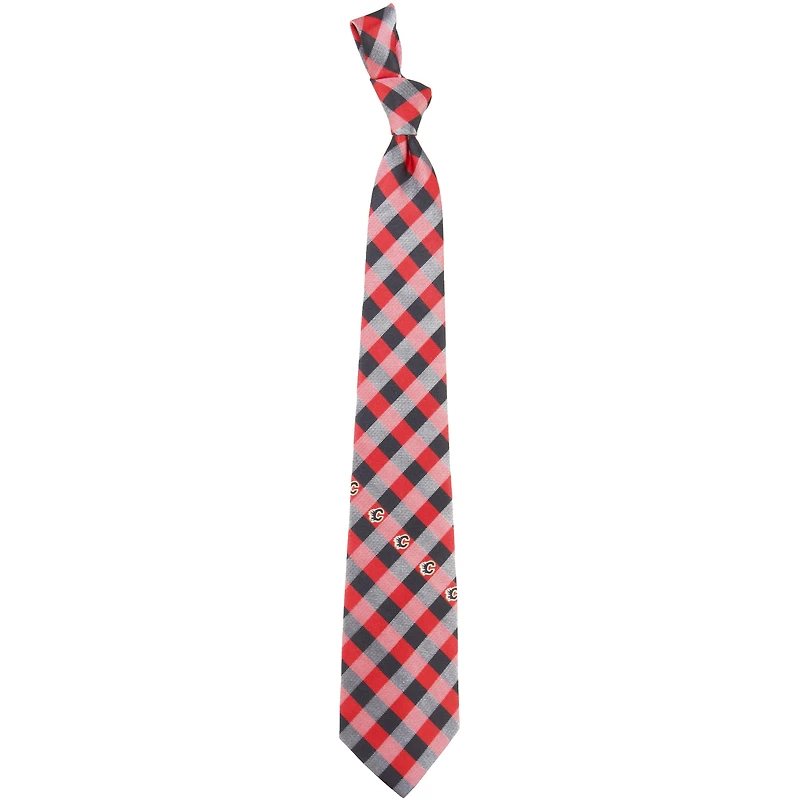 Calgary Flames Woven Poly Check Tie