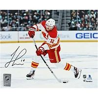 Jonathan Huberdeau Calgary Flames Autographed 8" x 10" White Jersey Shooting Photograph
