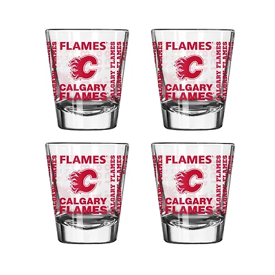 Ensemble de 4 verres à liqueur Logo Brands Calgary Flames (57 ml).