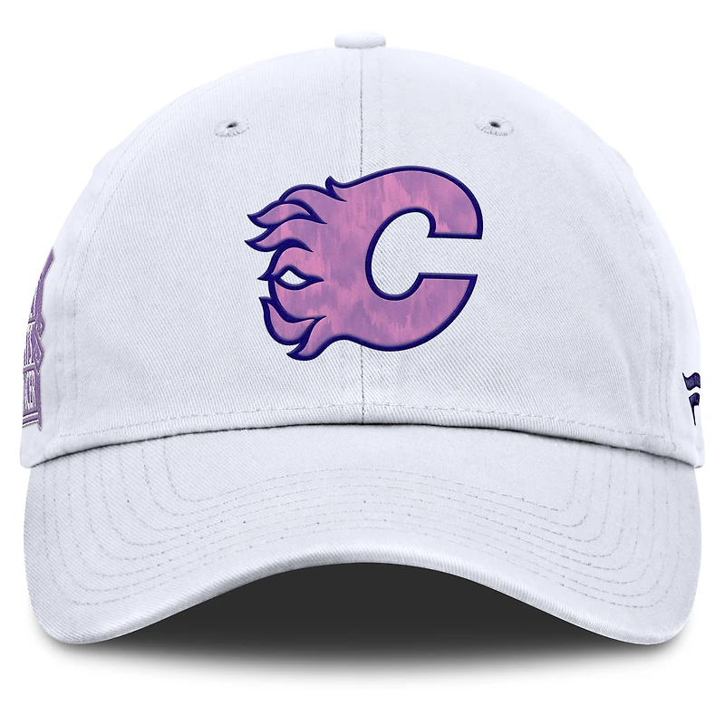 Casquette ajustable authentique Pro Hockey Fights Cancer des Flames de Calgary pour hommes Fanatics blanche