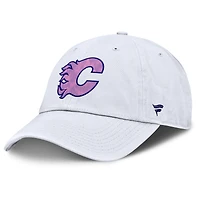Casquette ajustable authentique Pro Hockey Fights Cancer des Flames de Calgary pour hommes Fanatics blanche