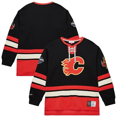 Sweat-shirt à lacets Heritage noir des Flames de Calgary pour hommes Mitchell & Ness