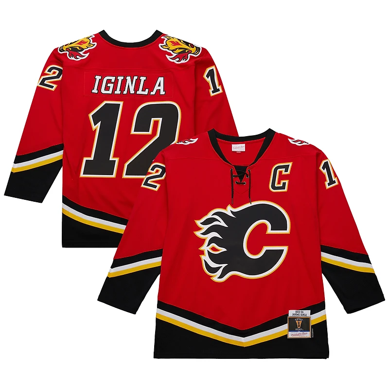 Men's Mitchell & Ness Jarome Iginla Red Calgary Flames 2003/04 Throwback Powerplay Jersey