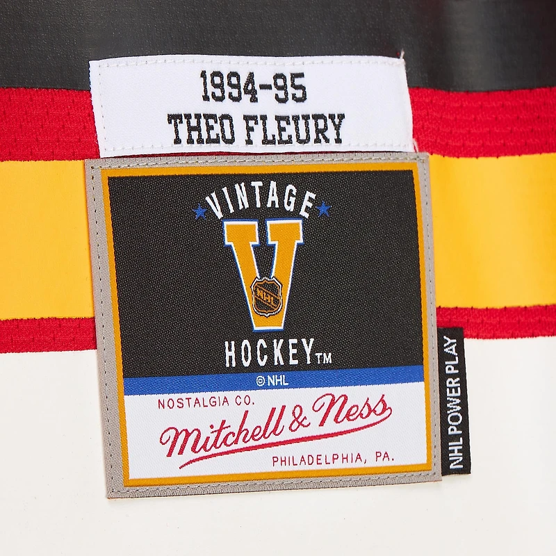 Men's Mitchell & Ness Theoren Fleury Black Calgary Flames 1994/95 Alternate Captain Power Play Throwback Jersey