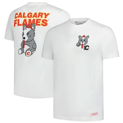 T-shirt en peluche blanc pour homme Mitchell & Ness Calgary Flames