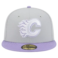 Men's New Era  Gray/Light Purple Calgary Flames Color Pack Two-Tone 59FIFTY Fitted Hat