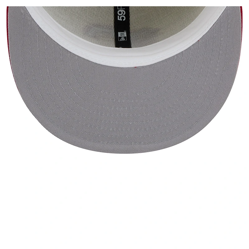 Casquette ajustée bicolore chromée 59FIFTY blanche des Flames de Calgary New Era pour homme